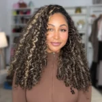 Balayage Highlight Burmese Curly Half Wig With Spiral Curly Ends Flip Over Human Hair Wig - Image 8