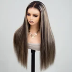 Balayage Honey Blonde Straight Wig Glueless Highlight 6×5 13×4 HD Lace Wig Colored Wig - Image 3