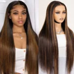 Highlight Straight Hair Honey Brown 6×5 13×4 Glueless HD Lace Front Wigs