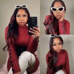 Highlight Burgundy Body Wave 13×4 Full Frontal HD Lace Human Hair Wig - Image 7