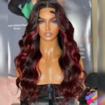 Highlight Burgundy Body Wave 13×4 Full Frontal HD Lace Human Hair Wig