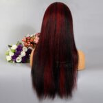 Burgundy Highlight With Dark Roots Straight 13×4 HD Lace Frontal Wigs - Image 6