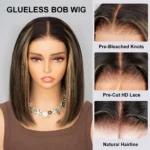 Glueless Highlight 1b/22 Bob Wig 6×5 Pre-Cut HD Lace Wig Wear & Go - Image 4
