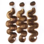 Honey Blonde Highlight Body Wave Hair 3 Bundles With 5×5 HD Lace Closure - Image 2