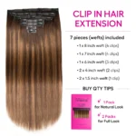 Highlight Seamless Clip In Hair Extensions Straight Beginner Friendly 7pcs/pack - Image 5
