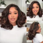 Highlight Brown Layered Cut Loose Wave Glueless Wigs Pre-Cut 6×5 Lace Human Hair Wigs - Image 8