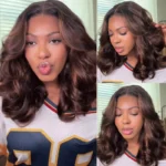 Highlight Brown Layered Cut Loose Wave Glueless Wigs Pre-Cut 6×5 Lace Human Hair Wigs - Image 7