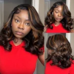 Highlight Brown Layered Cut Loose Wave Glueless Wigs Pre-Cut 6×5 Lace Human Hair Wigs - Image 9