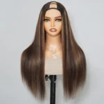 Highlight Brown U Part Wig Body Wave / Straight No Glue Easy Install - Image 2