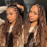 Highlight Mix Color Blend Human Bulk Hair Boho Braiding Beach Curly / Body Wave Knotless Braids 100g/bundle