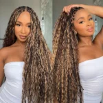Highlight Mix Color Blend Human Bulk Hair Boho Braiding Beach Curly / Body Wave Knotless Braids 100g/bundle - Image 4