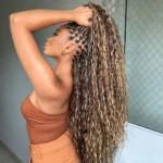 Highlight Mix Color Blend Human Bulk Hair Boho Braiding Beach Curly / Body Wave Knotless Braids 100g/bundle - Image 3