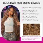 Highlight Mix Color Blend Human Bulk Hair Boho Braiding Beach Curly / Body Wave Knotless Braids 100g/bundle - Image 6