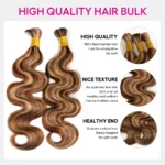 Highlight Mix Color Blend Human Bulk Hair Boho Braiding Beach Curly / Body Wave Knotless Braids 100g/bundle - Image 9