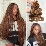 Highlight Mix Color Blend Human Bulk Hair Boho Braiding Beach Curly / Body Wave Knotless Braids 100g/bundle - Image 8