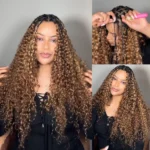 Highlight Feather Crochet Hair Miracle Knots Human Hair Extensions Burmese Curly / Kinky Curly - Image 3