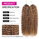 Highlight Kinky Curly Feather Crochet Hair Extensions Miracle Knots Pre-Separated Braiding Hair - Image 4