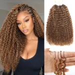 Highlight Kinky Curly Feather Crochet Hair Extensions Miracle Knots Pre-Separated Braiding Hair