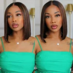 Glueless Highlight Straight Bob Wig Human Hair 6×5 Lace Wig Bleached Knots - Image 8