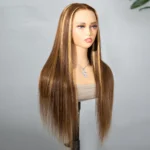 Highlight Honey Blonde Straight Hair Lace Front Wigs 180% Density - Image 4