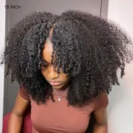 Kinky Curly V Part Wig No Leave Out Human Hair Wig 180% Easy Install - Image 11