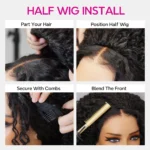 Balayage Highlight Burmese Curly Half Wig With Spiral Curly Ends Flip Over Human Hair Wig - Image 13