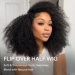 Afro Curly Half Wig With Layers Flip Over Glueless Wig Salon Quality 200% - Image 3