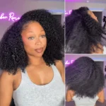 Afro Curly Half Wig With Layers Flip Over Glueless Wig Salon Quality 200% - Image 4