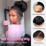 Kinky Straight Pull Go 360 Drawstring Lace Frontal Wigs Pre Plucked Hairline Human Hair Wigs - Image 7