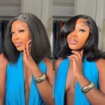 Kinky Straight Glueless Bob Wig 6×5 Pre-Cut HD Lace Natural Scalp Look