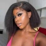 4C Edges Hairline Kinky Straight Glueless 6×5 Pre-Cut Lace Short Bob Wig - Image 8