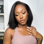 Kinky Straight Glueless Bob Wig 6×5 Pre-Cut HD Lace Natural Scalp Look - Image 4