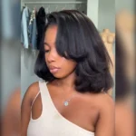 Kinky Straight Bob Half Wig Flip Over Human Hair Wig Seamless Blend Natural Hairline - Image 3