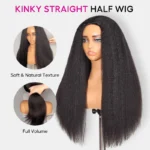 Kinky Straight Bob Half Wig Flip Over Human Hair Wig Seamless Blend Natural Hairline - Image 15