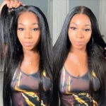Ready To Go 6×5 Lace Kinky Straight Wig Pull Go Glueless Wig Pre-Cut HD Lace & Bleached Knots