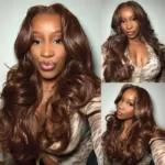 Trendy Layered Cut Loose Wave Wig Dark Brown / Burgundy Color Pull Go Glueless 6×5 Lace Wig 200% - Image 8