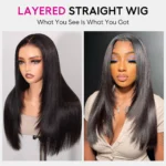 Straight Hair With Layers Shoulder Length Glueless Wig Human Hair HD Lace Wig - Image 6
