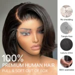 Layered Cut Blowout Straight Bob Wig 6×5 Pre-Cut HD Lace Wig 180% - Image 4