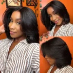 Layered Cut Bob Wig Glueless 6×5 Pre-Cut Lace Closure Short Wig 100% Human Hair - Image 5