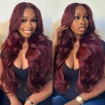 Trendy Layered Cut Loose Wave Wig Dark Brown / Burgundy Color Pull Go Glueless 6×5 Lace Wig 200% - Image 11