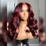 Trendy Layered Cut Loose Wave Wig Dark Brown / Burgundy Color Pull Go Glueless 6×5 Lace Wig 200% - Image 10