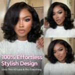 Glueless Short Loose Body Wave Bob Wig Pre-Cut 6×5 Lace Closure Wig Shoulder Length Bleached Knots - Image 5