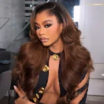 Ombre Brown With Dark Roots Loose Wave Layered Cut C-Side Part Glueless Wig 6×5 Pre-Cut Lace Human Hair Wig - Image 4