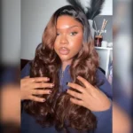 Ombre Brown With Dark Roots Loose Wave Layered Cut C-Side Part Glueless Wig 6×5 Pre-Cut Lace Human Hair Wig - Image 14