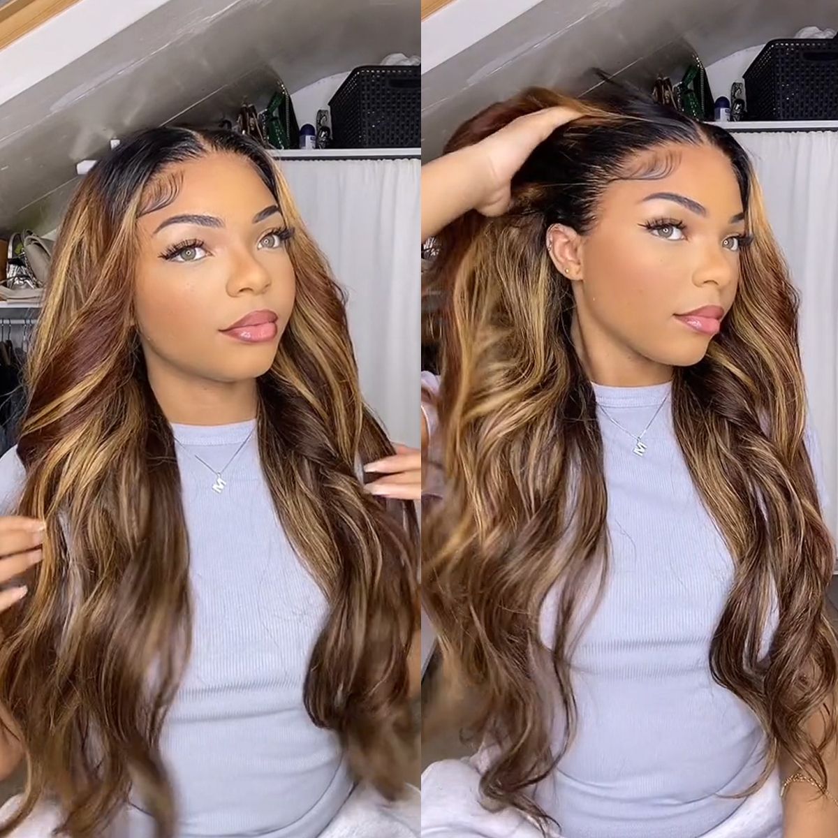 Ombre Highlight Honey Blonde With Dark Roots Body Wave Wear Go Pre-Cut Lace Front Wig Ombre Highlight Honey Blonde With Dark Roots Body Wave Wear Go Pre-Cut Lace Front Wig - Image 1
