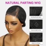 Glueless Human Hair Wigs Pixie Cut Straight Side Part 6×4 Lace Wigs 8 Inch - Image 4