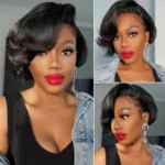 Glueless Human Hair Wigs Pixie Cut Straight Side Part 6×4 Lace Wigs 8 Inch - Image 8