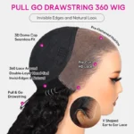 Yaki Straight Pull Go Drawstring 360 Lace Frontal Wigs Ready To Wear Glueless Human Hair Wig - Image 5