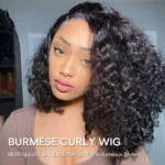 Pull & Go Burmese Curly Short Wig With Spiral Curly Ends C-Side Part Glueless 6×5 Lace Wig - Image 7