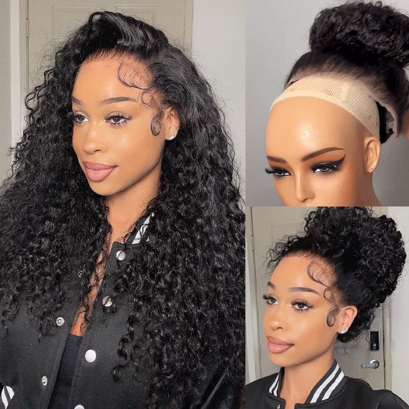 Pull Go Drawstring 360 Lace Frontal Wigs Water Wave Pre-Bleached Knots Human Hair Wigs Pull Go Drawstring 360 Lace Frontal Wigs Water Wave Pre-Bleached Knots Human Hair Wigs - Image 1